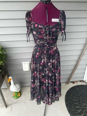 RARE HTF Floral Skull Blackmilk Babydoll Dress